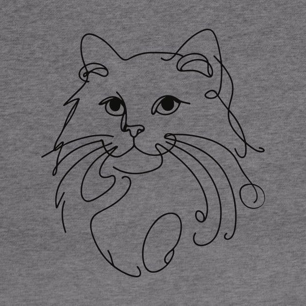 One Line Drawing for cat lover by T-Shirt Sculptor